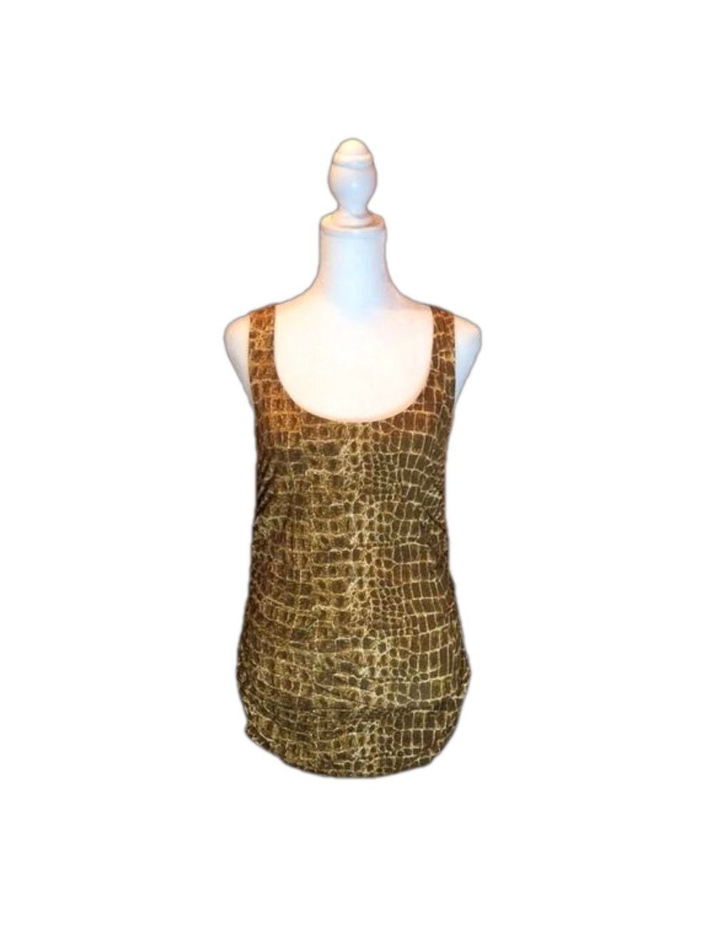 NEW YORK & Co “Stretch” Snakeskin Print cinched tank top! Size XS, NWT!